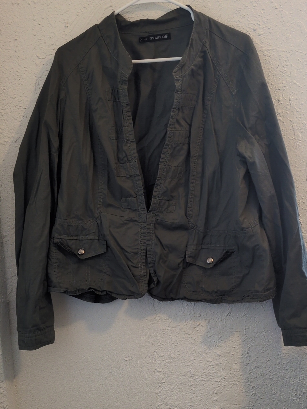 Maurices Olive Utility Jacket with Snap Flap Pockets